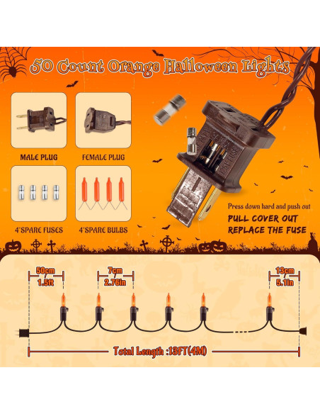 Luces de Cadena YOUNGAR 4m Naranjas 50 Mini Incandescentes