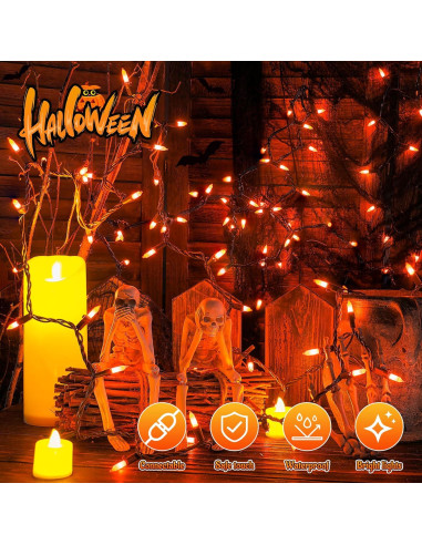 Luces de Cadena YOUNGAR 4m Naranjas 50 Mini Incandescentes