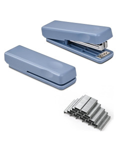 2 Grapadoras Mini Valtiner Azul con 2000 Grapas, 20 Hojas