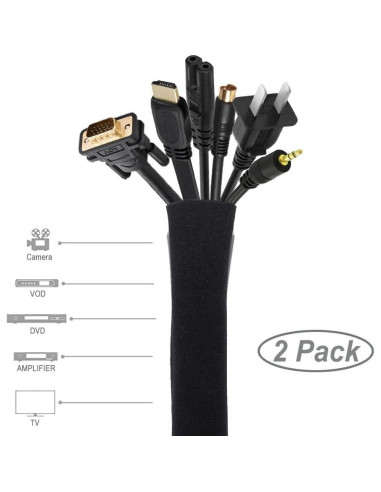 Manga de Gestión de Cables JOTO 40" (101.6 cm) Negro - 2 Piezas