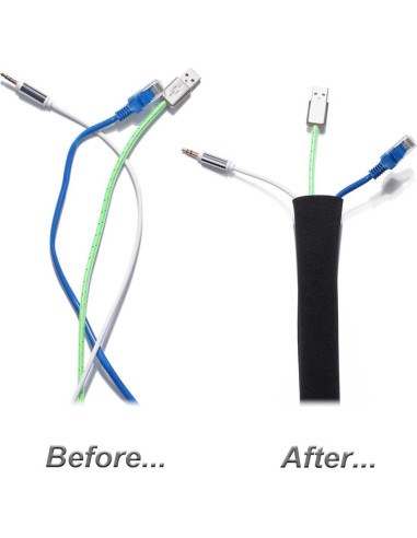 Manga de Gestión de Cables JOTO 40" (101.6 cm) Negro - 2 Piezas