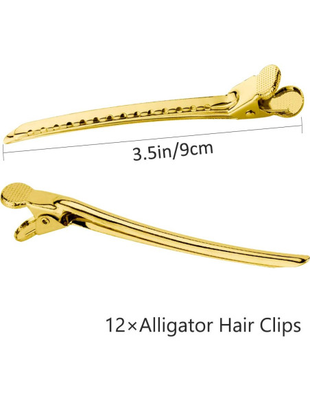 Pinzas de acero inoxidable RSV para cabello - 12 clips oro