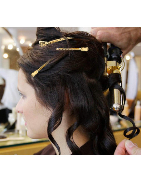 Pinzas de acero inoxidable RSV para cabello - 12 clips oro
