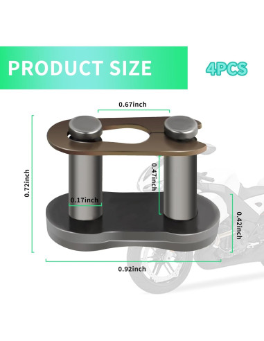 4 Enlaces Maestros de Cadena NHHC 428 para Motocicleta y Bicicleta