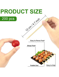200 Palillos de Bambú para Cócteles y Aperitivos 12 cm 2