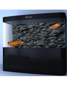 Fondo de Acuario 3D VIP.LINE PVC Textura Piedra Negra 61x30cm 2