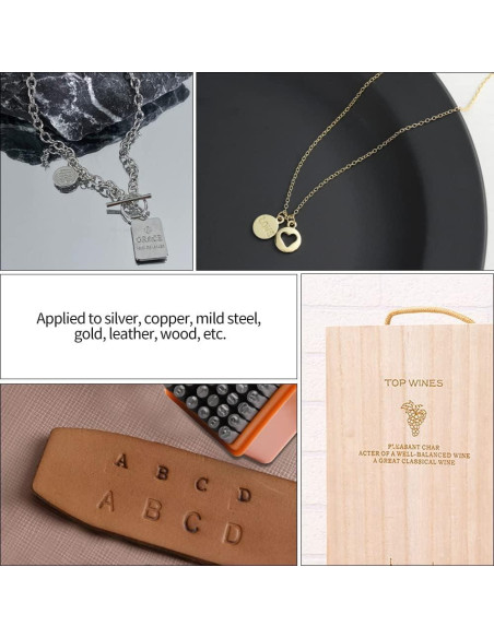 Kit de Estampado de Metal DkOvn 37 Piezas 3mm Letras y Números