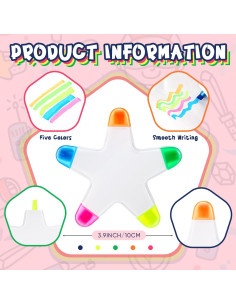 Marcadores Resaltadores en Forma de Estrella Geyee - 3 Pcs Multicolor 2