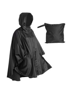 Poncho de Lluvia Impermeable Lingito para Adultos - Negro