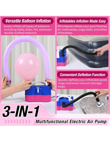 Bomba de aire eléctrica 3 en 1 Lingqiang para globos y inflables