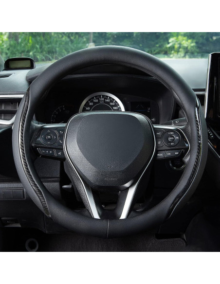 Funda de Volante Muamos Negra 35-37 cm Antideslizante