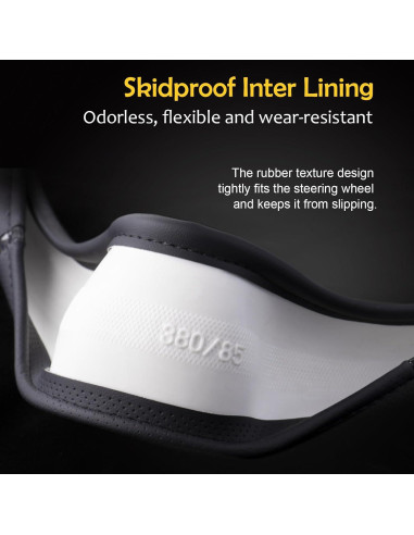 Funda de Volante Muamos Negra 35-37 cm Antideslizante