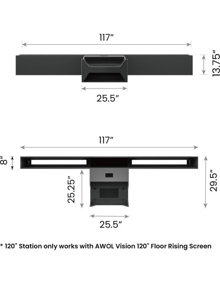 Estación de Proyector AWOL Vision Solo con Soporte para Pantalla 120"