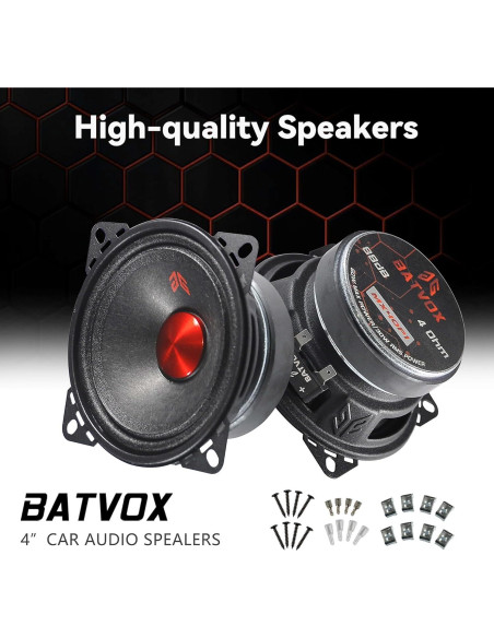 Altavoces Midrange GRTSKY MX40P1 de 10.16 cm 120W 4 Ohm Negro (2 Pzs)