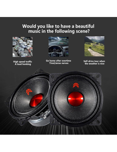 Altavoces Midrange GRTSKY MX40P1 de 10.16 cm 120W 4 Ohm Negro (2 Pzs)