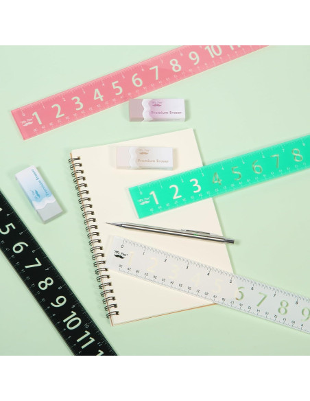 Reglas de plástico Mr. Pen 30 cm - Paquete de 4 coloridas