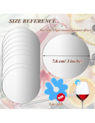 Discos Vertedores de Vino Reutilizables Trustoric 15 Pcs Plata