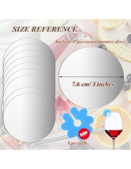 Discos Vertedores de Vino Reutilizables Trustoric 15 Pcs Plata