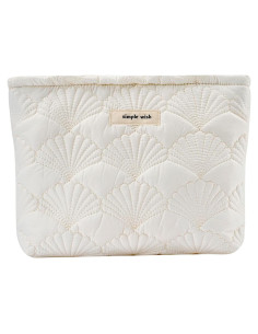 Bolsa de Maquillaje Acolchada Uekeboag 26.9x20.3cm Blanca Floral