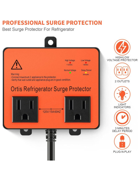 Protector de Sobretensión Ortis para Refrigerador y Electrodomésticos