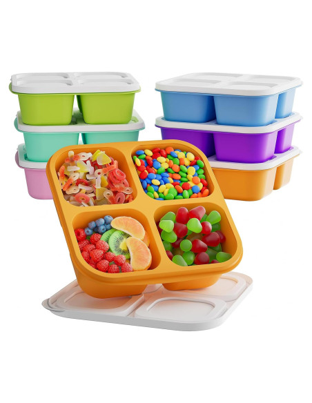 Contenedores de Snack Bento KEMETHY 6 Pcs 4 Compartimentos