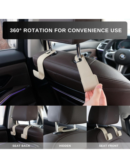 Soporte de bolso para coche IRROMI 2 Pack Beige - Ganchos de reposacabezas