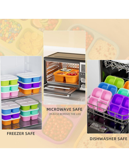Contenedores de Snack Bento KEMETHY 6 Pcs 4 Compartimentos