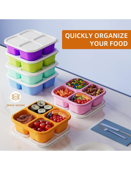 Contenedores de Snack Bento KEMETHY 6 Pcs 4 Compartimentos
