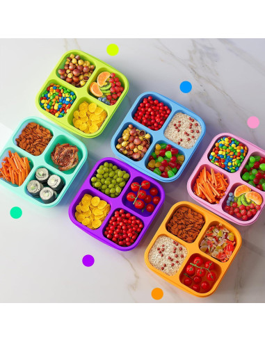 Contenedores de Snack Bento KEMETHY 6 Pcs 4 Compartimentos