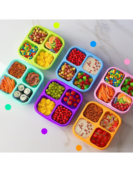Contenedores de Snack Bento KEMETHY 6 Pcs 4 Compartimentos