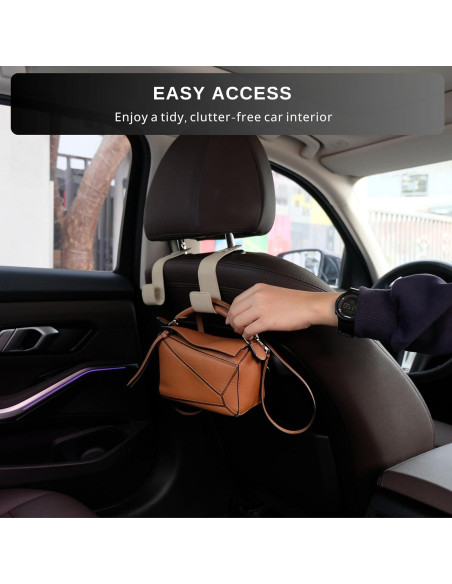Soporte de bolso para coche IRROMI 2 Pack Beige - Ganchos de reposacabezas