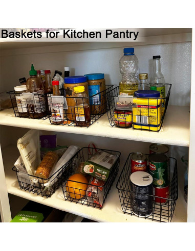 Cestas de Alambre Negro LOSYHU - Paquete de 4 Medianas 28.2x22.1cm