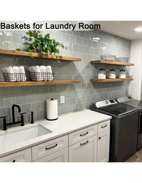 Cestas de Alambre Negro LOSYHU - Paquete de 4 Medianas 28.2x22.1cm