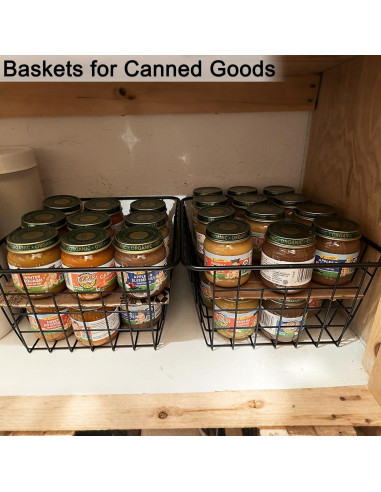 Cestas de Alambre Negro LOSYHU - Paquete de 4 Medianas 28.2x22.1cm