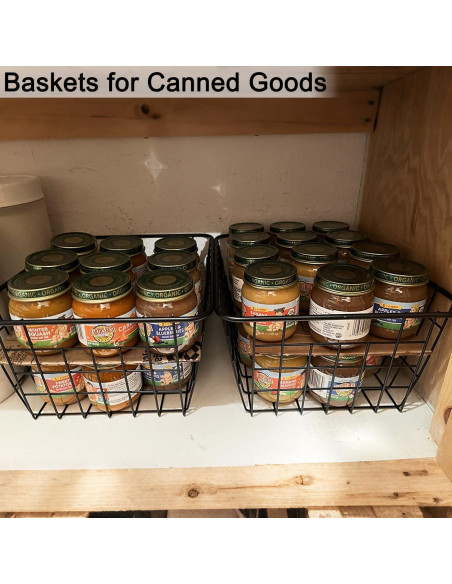 Cestas de Alambre Negro LOSYHU - Paquete de 4 Medianas 28.2x22.1cm