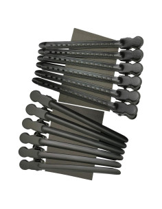 12 Clips de Pato de Metal Niquelado para Cabello Negro
