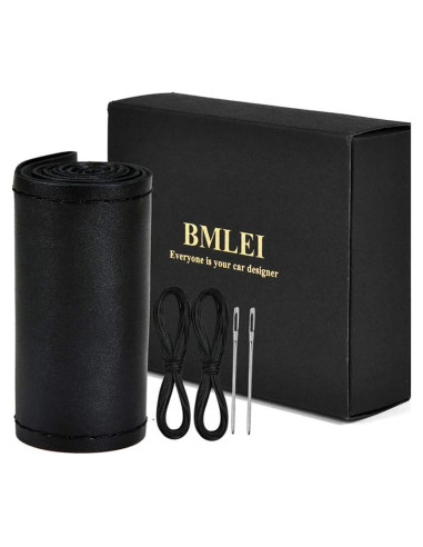 Cubierta de Volante de Cuero Genuino BMLEI 15" Antideslizante