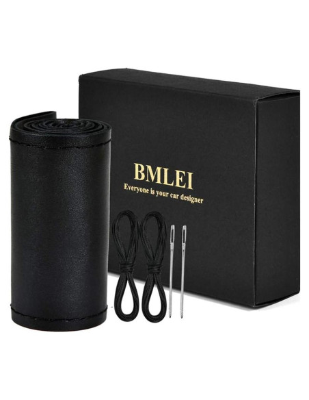 Cubierta de Volante de Cuero Genuino BMLEI 15" Antideslizante