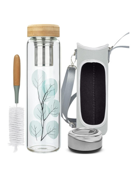 Botella de Agua de Vidrio Borosilicato Reeho 1000ml con Infusor