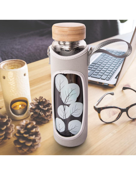 Botella de Agua de Vidrio Borosilicato Reeho 1000ml con Infusor