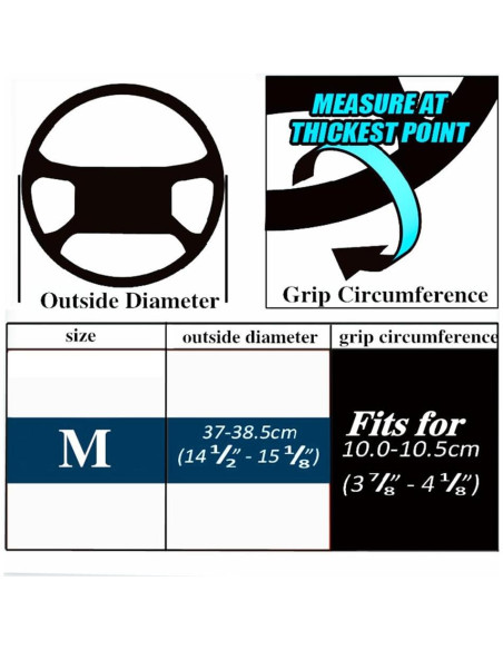 Cubierta de Volante de Cuero Genuino BMLEI 15" Antideslizante