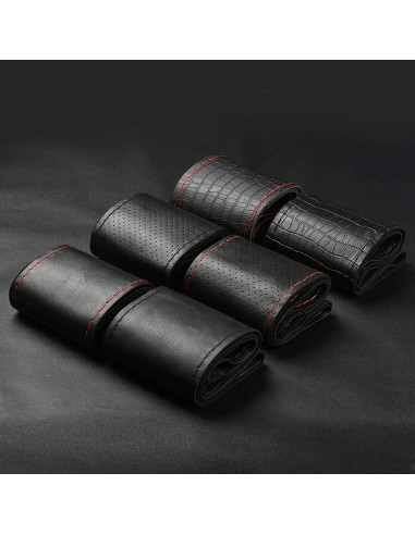 Cubierta de Volante de Cuero Genuino BMLEI 15" Antideslizante