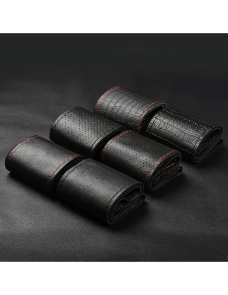 Cubierta de Volante de Cuero Genuino BMLEI 15" Antideslizante