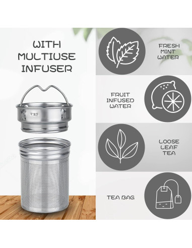 Botella de Agua de Vidrio Borosilicato Reeho 1000ml con Infusor