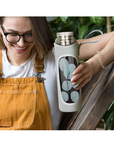 Botella de Agua de Vidrio Borosilicato Reeho 1000ml con Infusor