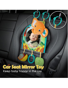 Juguete de Asiento de Coche Lynncare con Espejo y Juguetes Colgantes 2