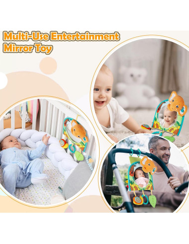 Juguete de Asiento de Coche Lynncare con Espejo y Juguetes Colgantes