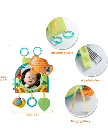 Juguete de Asiento de Coche Lynncare con Espejo y Juguetes Colgantes