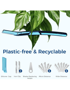 Rasuradora de Cejas ZOMCHI Azul con 11 Cuchillas y Tapa Silicona 2