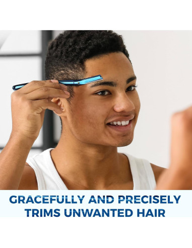 Rasuradora de Cejas ZOMCHI Azul con 11 Cuchillas y Tapa Silicona